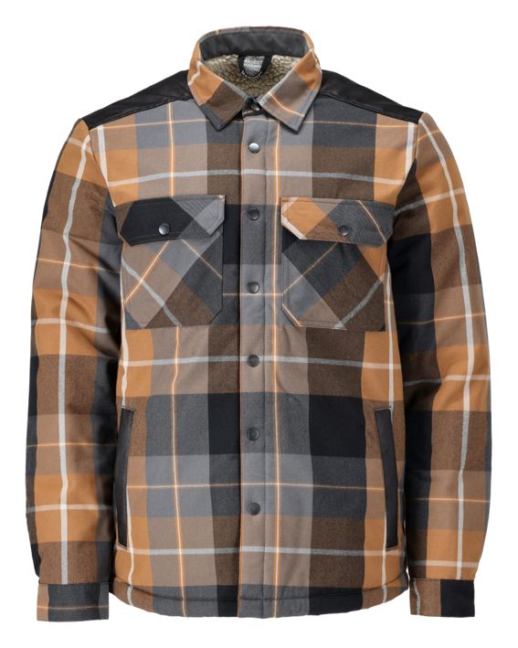 Hemd aus Flanell mit Faserpelz Futter CUSTOMIZED Nussbraun-kariert