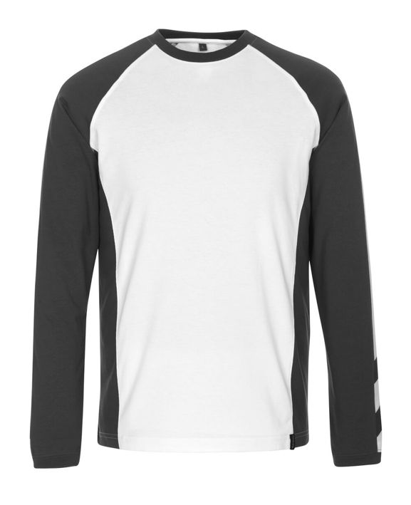 T-Shirt, Langarm UNIQUE weiss/dunkelanthrazit