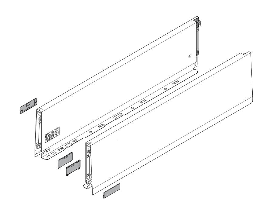 K-Zargen und Abdeckkappen links/rechts MERIVOBOX