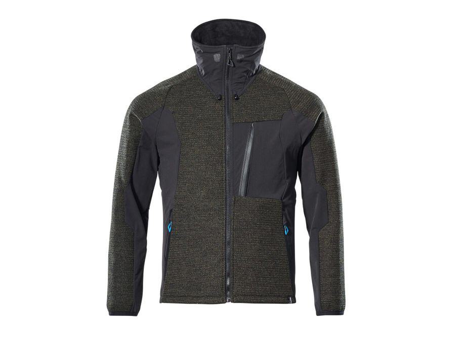 Strickjacke mit Reißverschluss ADVANCED mossgrün/schwarz