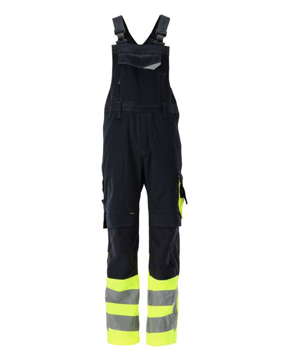 Latzhose mit Knietaschen SAFE SUPREME schwarzblau/hi-vis gelb