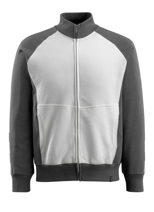 Sweatshirt mit Reißverschluss UNIQUE weiss/dunkelanthrazit