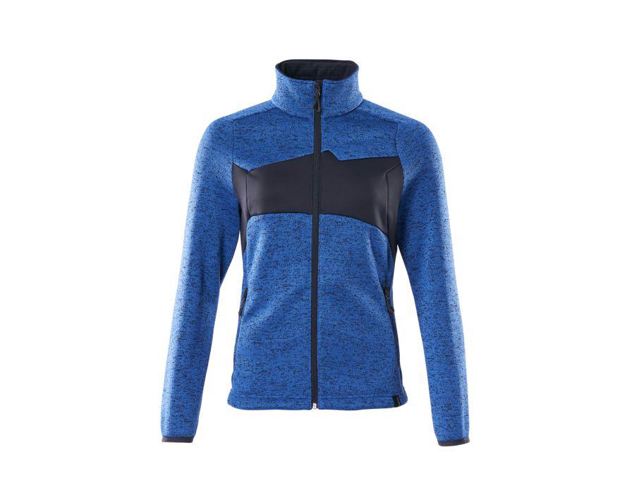 Strickpullover mit Reißverschluss ACCELERATE azurblau/schwarzblau