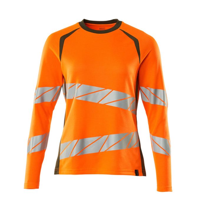 T-Shirt, Langarm ACCELERATE SAFE hi-vis orange/moosgrün