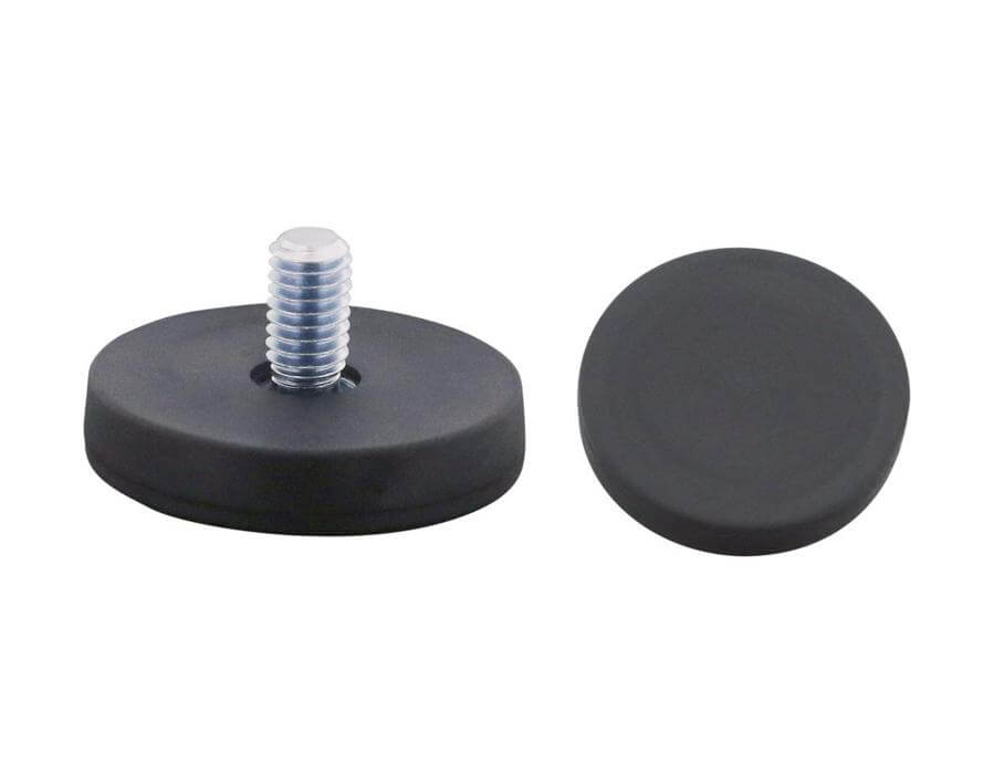 Neodym-Magnet-Flachgreifer mit Neopren-Schutzmantel und Gewindezapfen