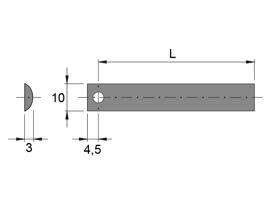 Asta scorrevole 10 x 3 mm Prestige 2000