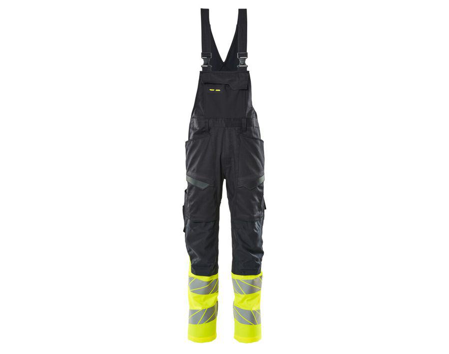 Latzhose mit Knietaschen ACCELERATE SAFE schwarzblau/hi-vis gelb