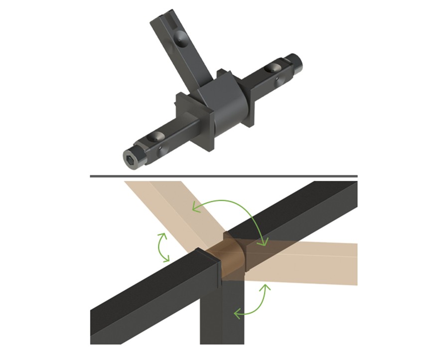 Cadro T-Stück-Verbinder 360 Grad Edelstahl Optik