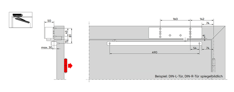 Gleitschienen-Türschließer TS 92 XEA B 1 - 4  