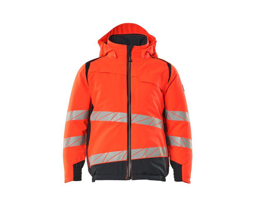 Winterjacke für Kinder ACCELERATE SAFE Hi-vis rot/schwarzblau