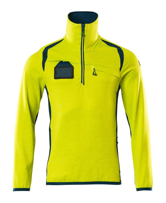 Fleecepullover mit kurzem Reißverschluss ACCELERATE SAFE hi-vis gelb/dunkelpetroleum