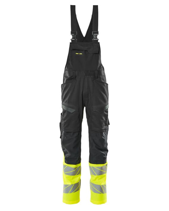 Latzhose mit Knietaschen ACCELERATE SAFE schwarz/hi-vis gelb