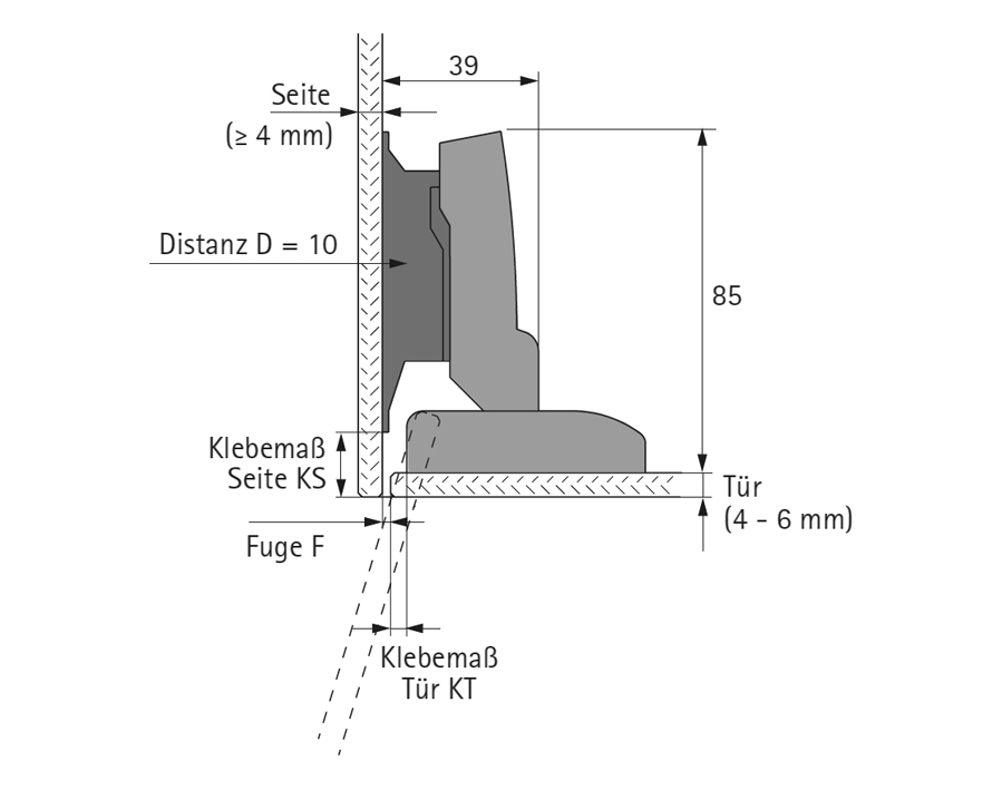 Cerniera da 110° Sensys 8645i per vetro, Base 4    