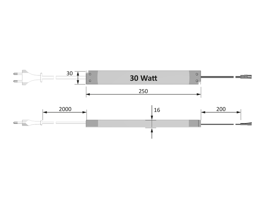 LED-Vorschaltgerät mit Euroflachstecker 30 W