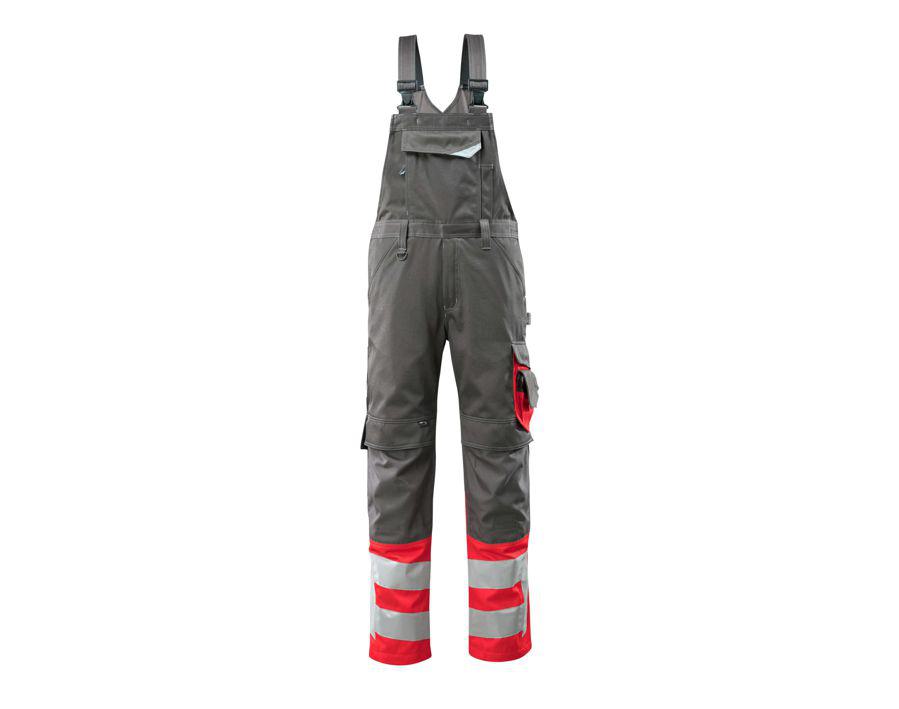 Latzhose mit Knietaschen SAFE SUPREME dunkelanthrazit/hi-vis rot