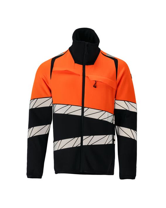 Fleecepullover mit Reißverschluss ACCELERATE SAFE schwarzblau/hi-vis orange