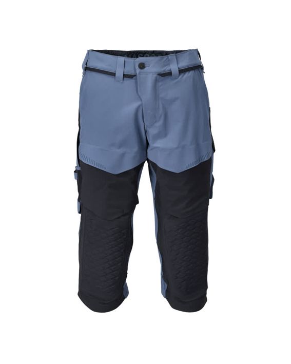 Dreiviertel-Hose mit Knietaschen CUSTOMIZED steinblau/schwarzblau