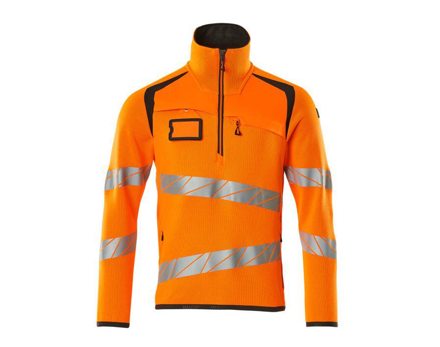 Strickpullover mit kurzem Reißverschluss ACCELERATE SAFE hi-vis orange/dunkelanthrazit