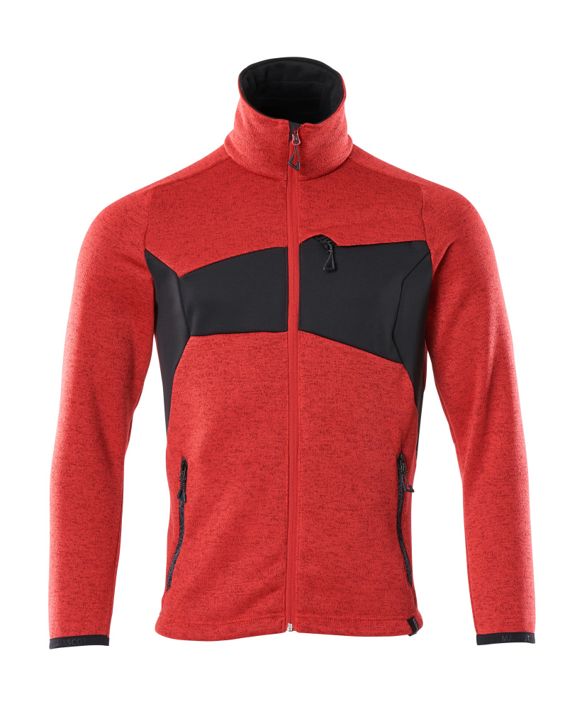 Strickpullover mit Reißverschluss ACCELERATE verkehrsrot/schwarz