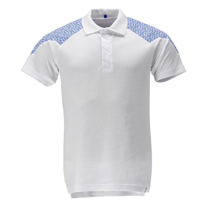 Polo-Shirt FOOD & CARE weiss/azurblau