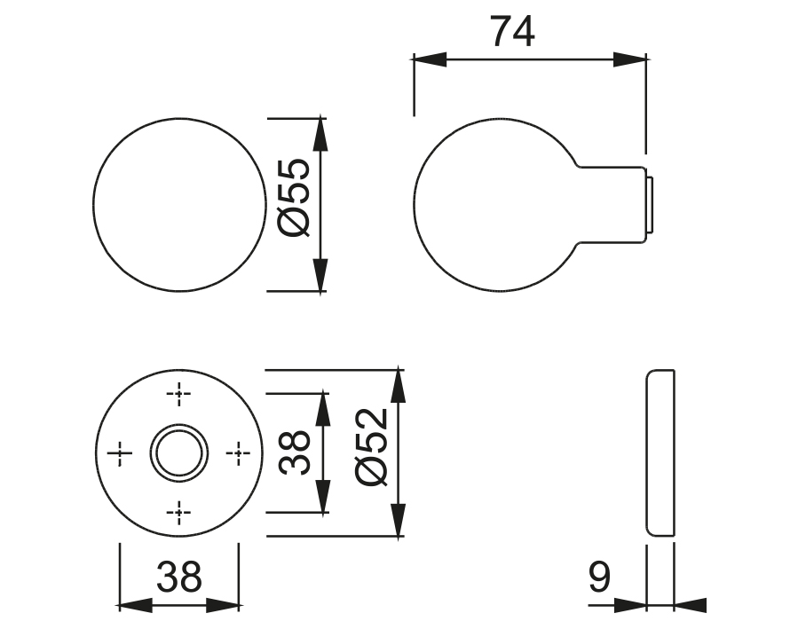 Knopf fix auf Rosette 43H/843 