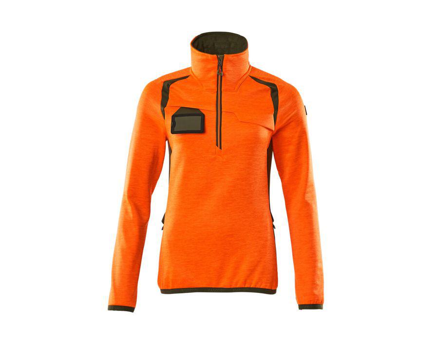Fleecepullover mit kurzem Reißverschluss ACCELERATE SAFE hi-vis orange/moosgrün