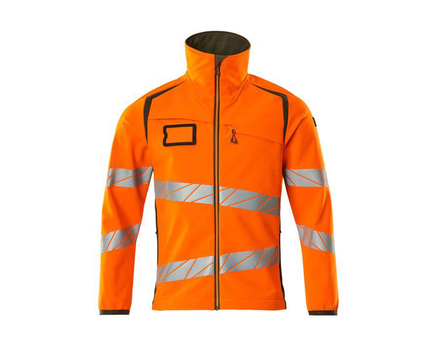 Soft Shell Jacke ACCELERATE SAFE hi-vis orange/moosgrün