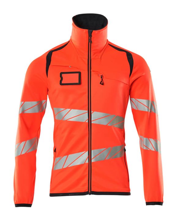 Fleecepullover mit Reißverschluss ACCELERATE SAFE Hi-vis rot/schwarzblau