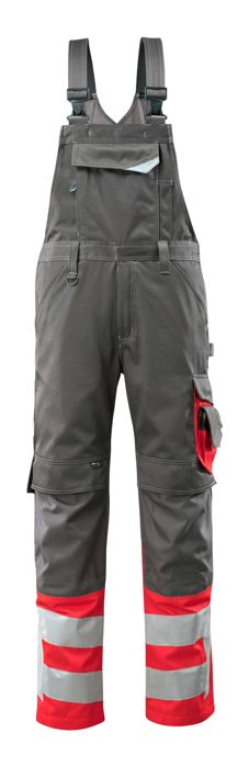 Latzhose mit Knietaschen SAFE SUPREME dunkelanthrazit/hi-vis rot