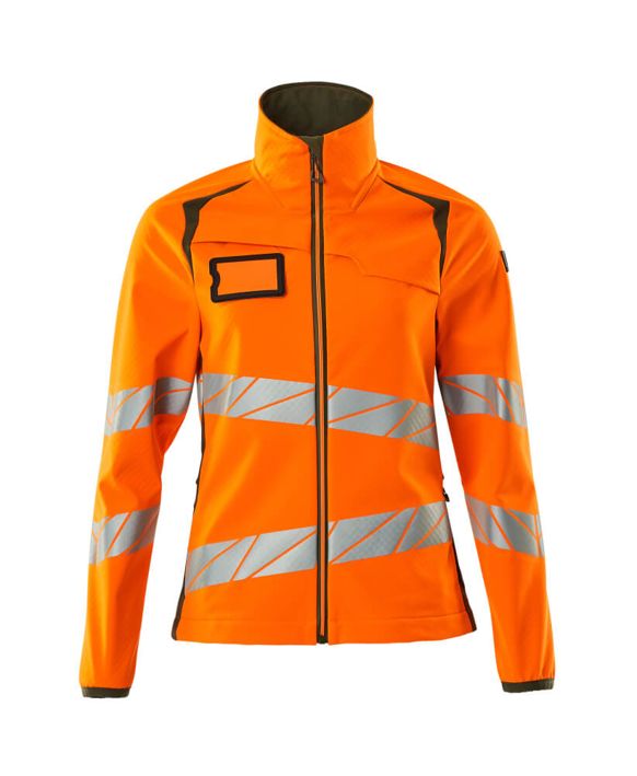 Soft Shell Jacke ACCELERATE SAFE hi-vis orange/moosgrün