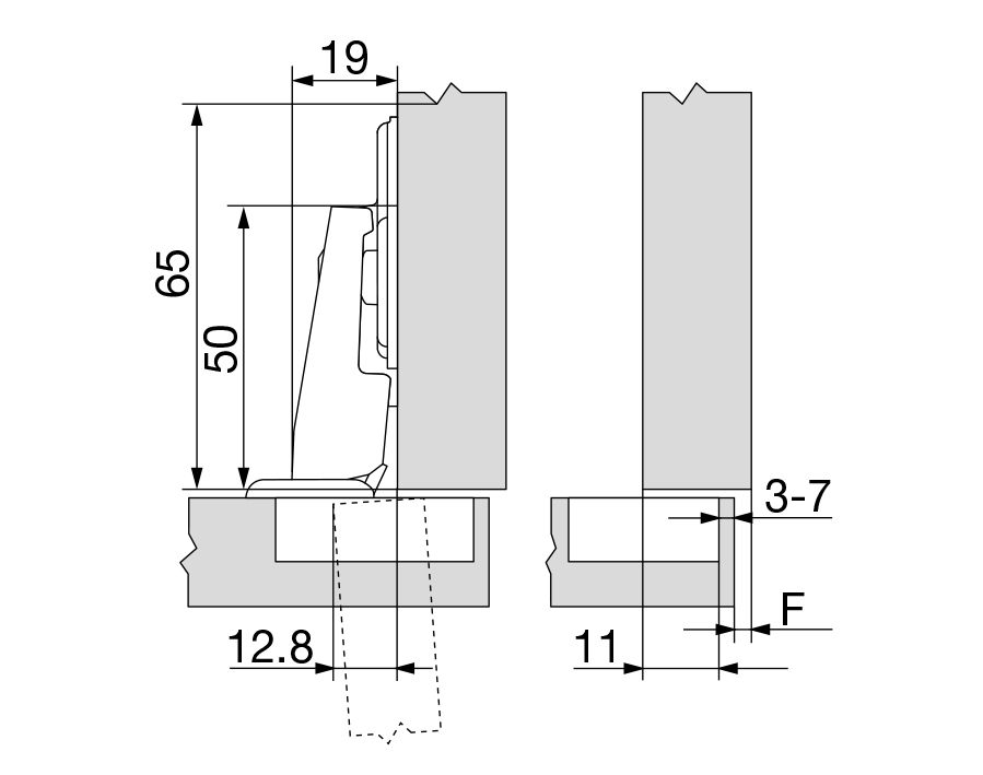 Kühlschrank-Schlepptürscharnier MODUL