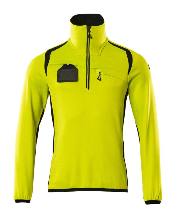Fleecepullover mit kurzem Reißverschluss ACCELERATE SAFE hi-vis gelb/schwarz