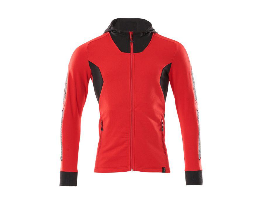 Kapuzensweatshirt mit Reißverschluss ACCELERATE verkehrsrot/schwarz