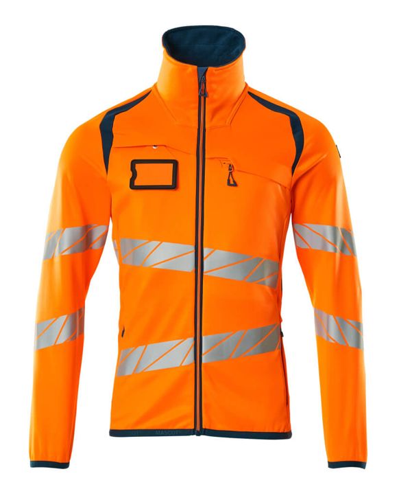 Fleecepullover mit Reißverschluss ACCELERATE SAFE hi-vis orange/dunkelpetroleum