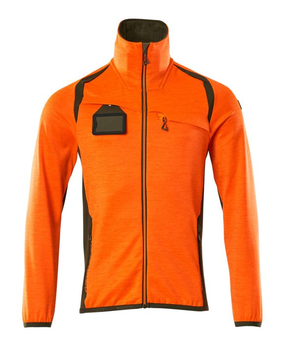 Fleecepullover mit Reißverschluss ACCELERATE SAFE hi-vis orange/moosgrün