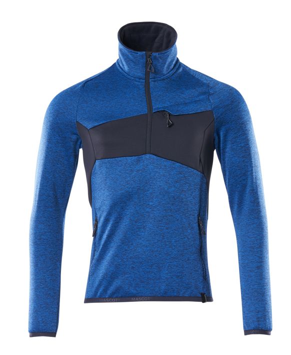 Fleecepullover mit kurzem Reißverschluss ACCELERATE azurblau/schwarzblau
