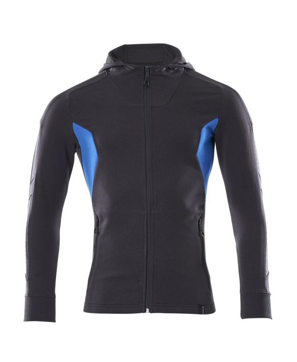 Kapuzensweatshirt mit Reißverschluss ACCELERATE schwarzblau/azurblau