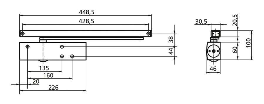 Obenliegender Türschließer TS 3000 EC BC  