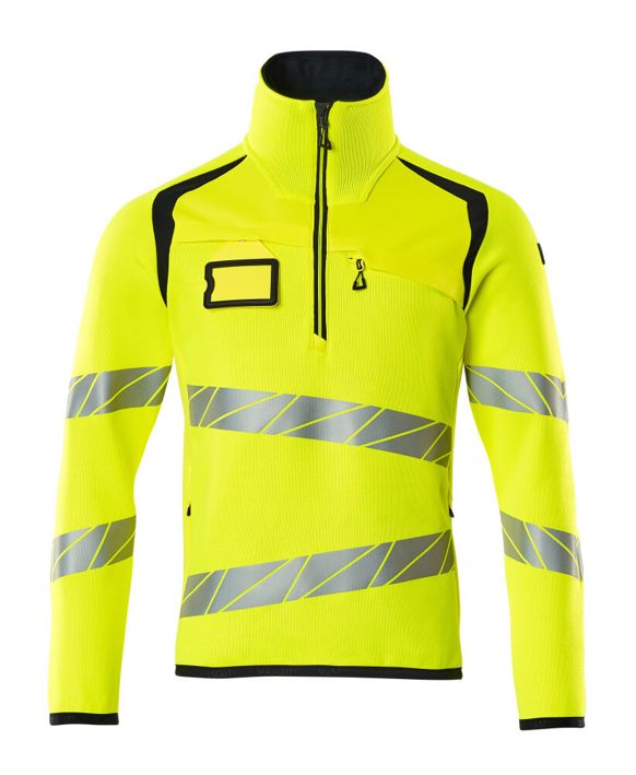 Strickpullover mit kurzem Reißverschluss ACCELERATE SAFE hi-vis gelb/schwarzblau