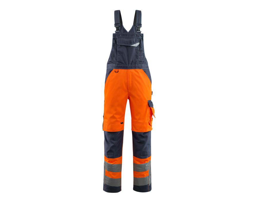 Latzhose mit Knietaschen SAFE SUPREME hi-vis orange/schwarzblau
