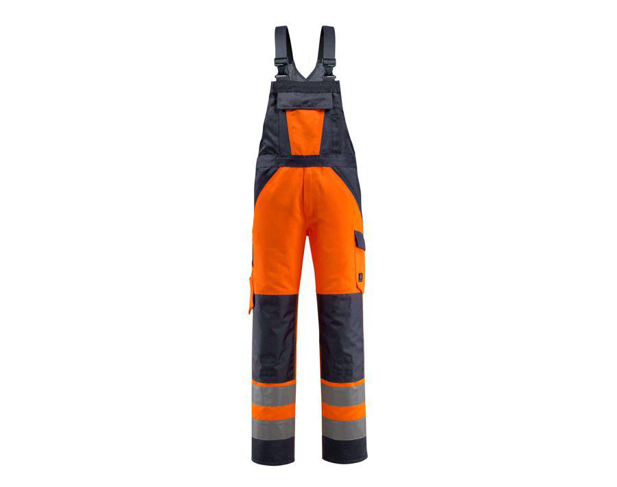 Latzhose mit Knietaschen SAFE LIGHT hi-vis orange/schwarzblau