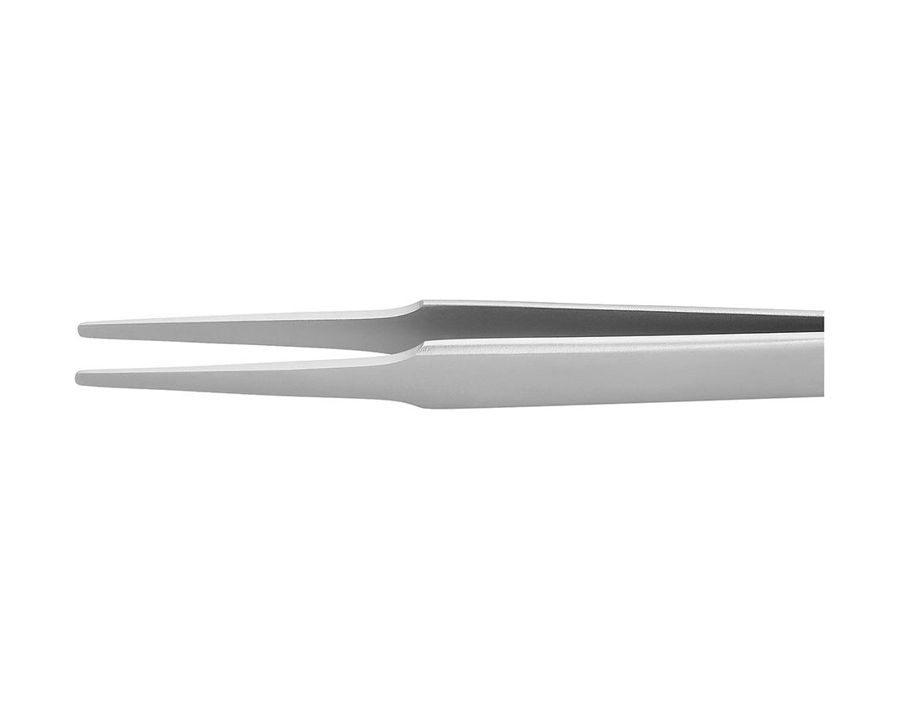 Präzisions-Pinzette, schlank-runde Form, mit glatten Greifflächen und runden, ca. 2 mm breiten Spitzen