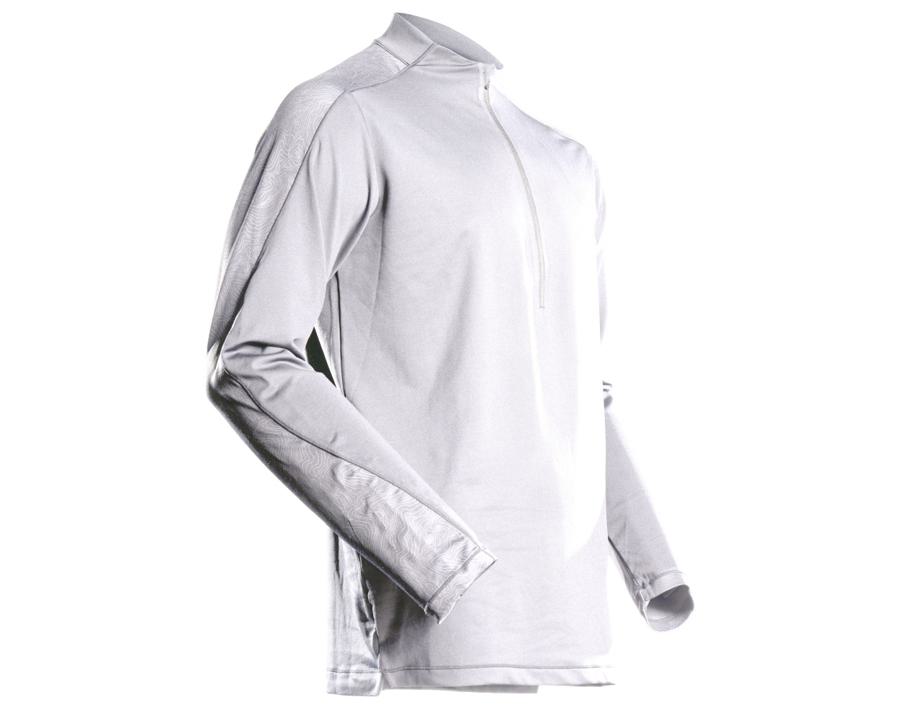 T-Shirt, Langarm, mit kurzem Reißverschluss CUSTOMIZED weiss