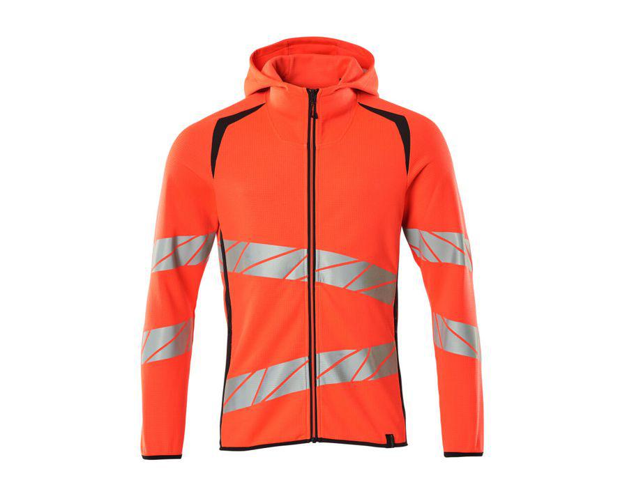 Kapuzensweatshirt mit Reißverschluss ACCELERATE SAFE Hi-vis rot/schwarzblau