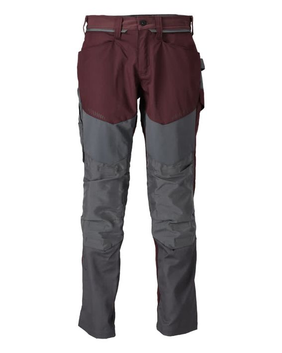 Hose mit Knietaschen CUSTOMIZED bordeaux/anthrazitgrau