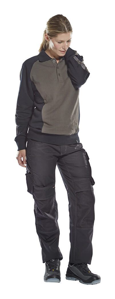 Polo-Sweatshirt UNIQUE dunkelanthrazit/schwarz