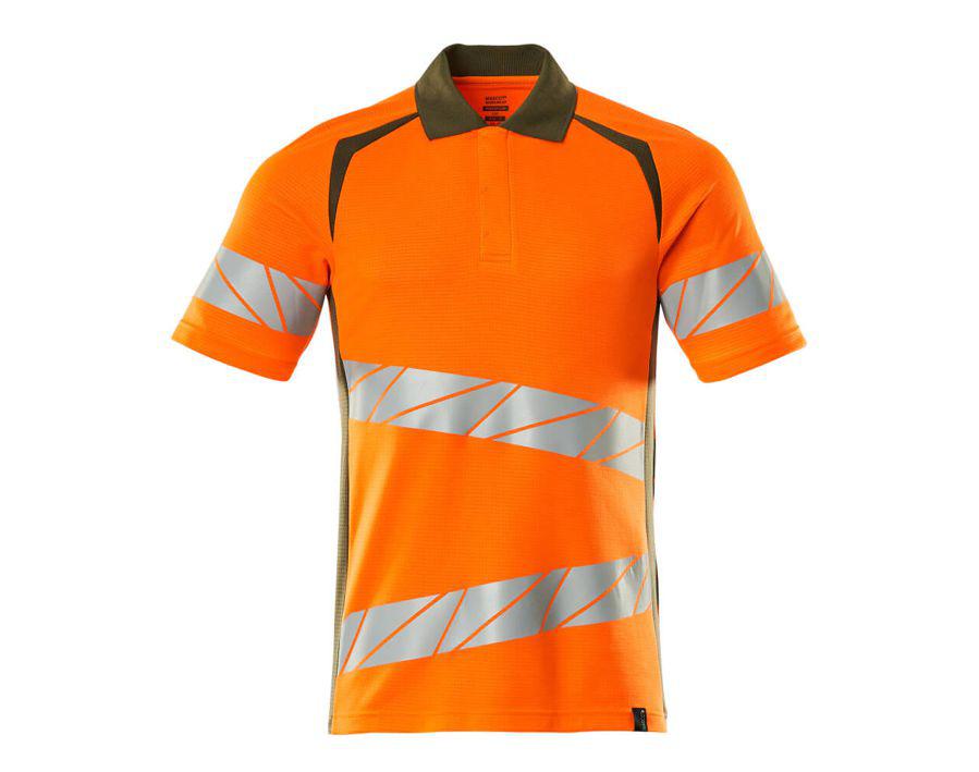 Polo-Shirt ACCELERATE SAFE hi-vis orange/moosgrün
