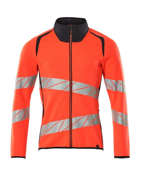 Sweatshirt mit Reißverschluss ACCELERATE SAFE Hi-vis rot/schwarzblau