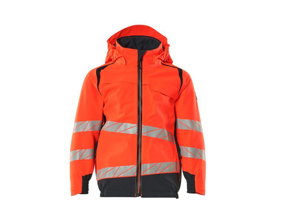 Hard Shell Jacke für Kinder ACCELERATE SAFE Hi-vis rot/schwarzblau
