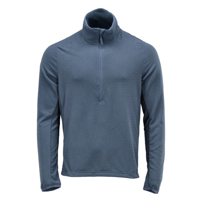 Microfleece Pullover mit kurzem Reißverschluss CUSTOMIZED steinblau